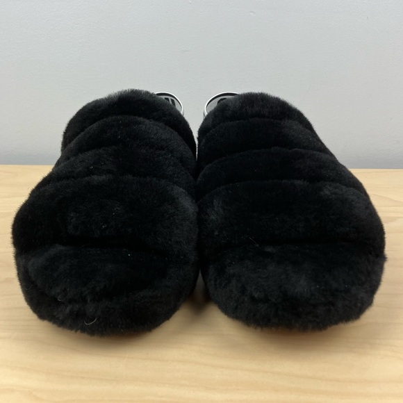 UGG Women’s Size 6.0 Fluff Yeah Shearling Slide Slippers Black Chunky - Picture 5 of 11